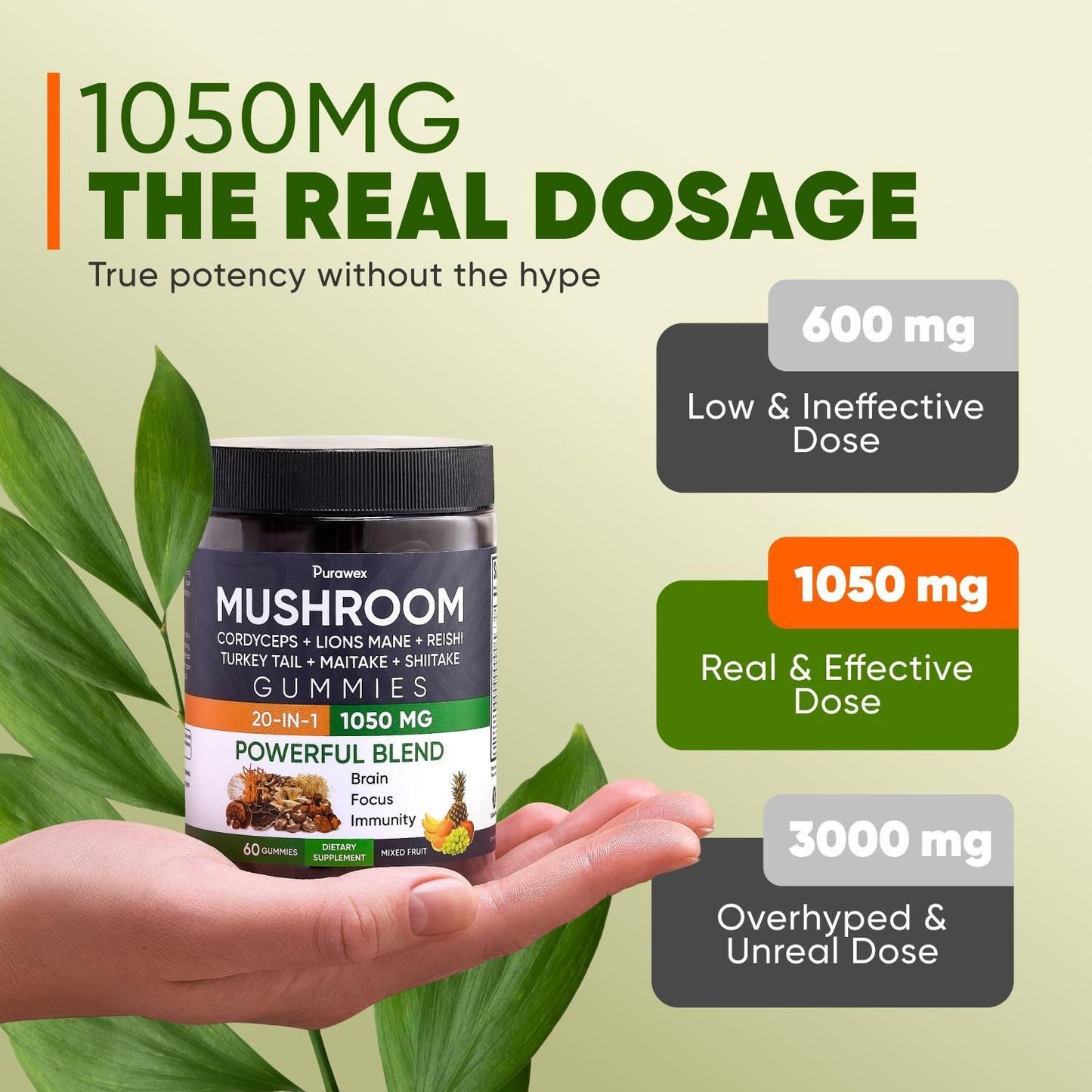 Mushroom Gummies 20 in 1 Mushroom Complex 1050 MG