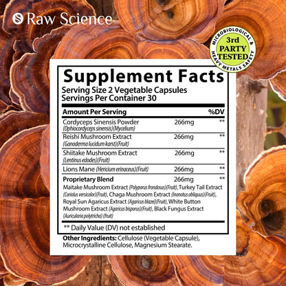 Mushroom Supplement Shiitake Lions Mane Capsules