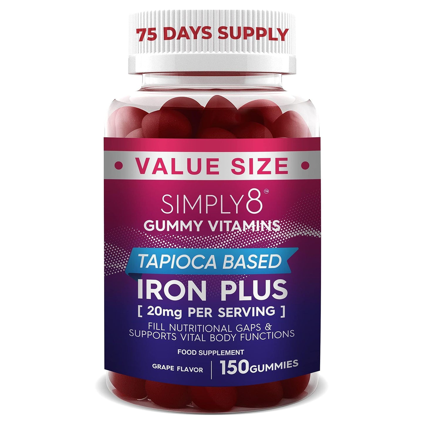 Iron Gummies 20 MG 75 Days Supply