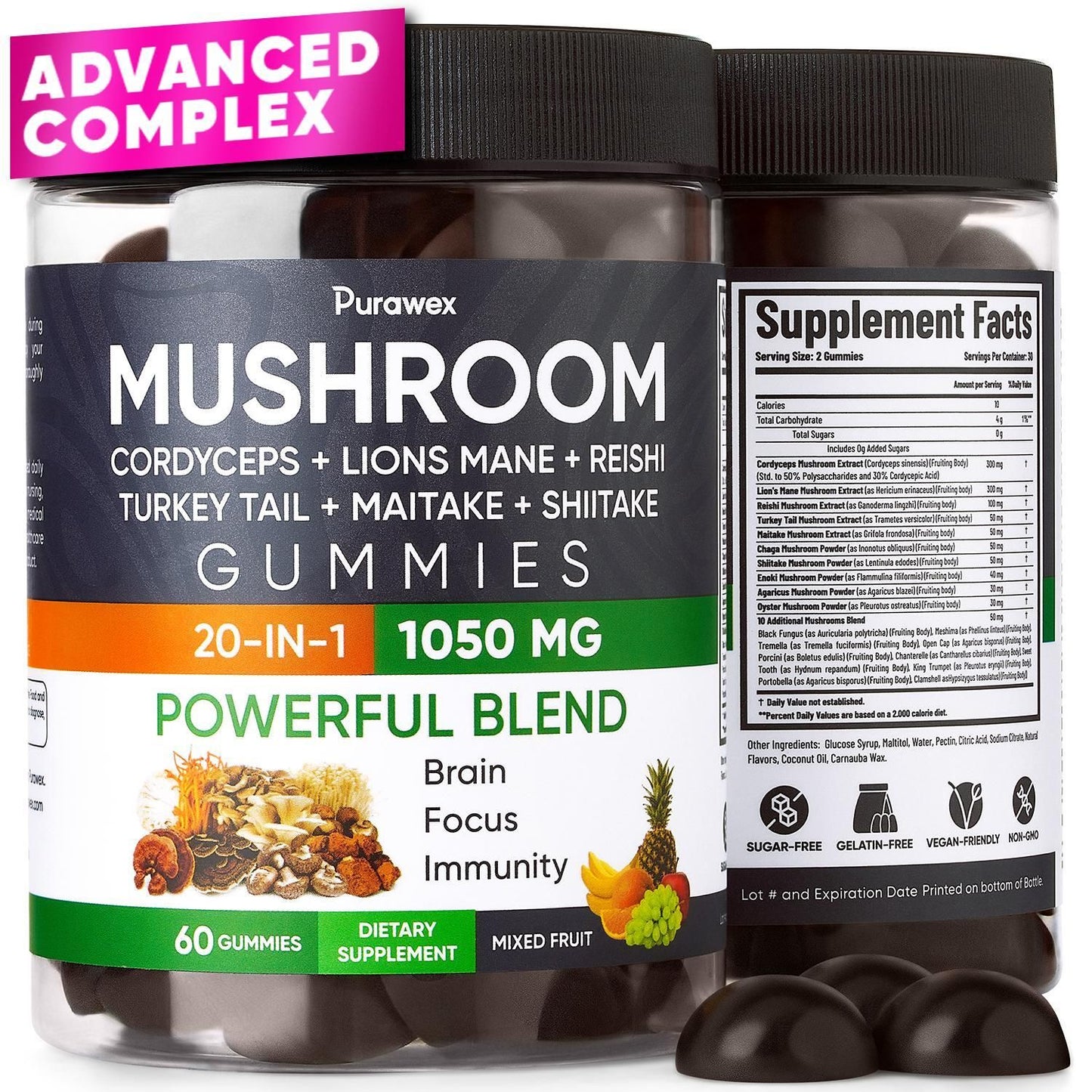 Mushroom Gummies 20 in 1 Mushroom Complex 1050 MG